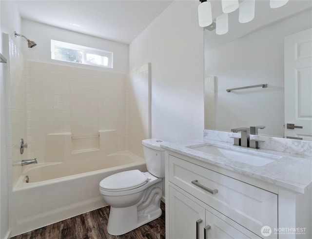 10105 6th Dr SE Unit B, Everett, WA 98208 - bathroom with vanity, wood finished floors, and bathtub / shower combination