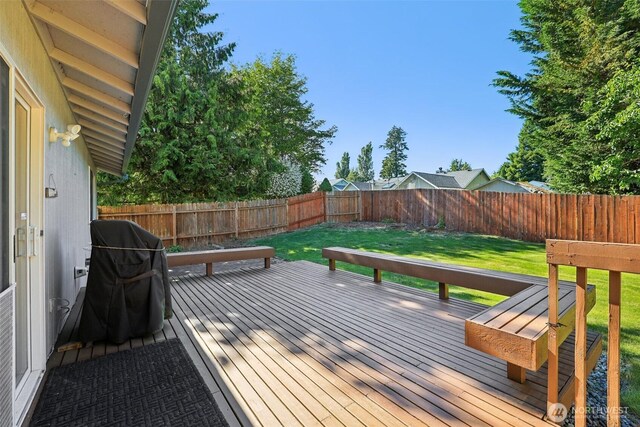 21850 SE 271st Pl, Maple Valley, WA 98038 - wooden deck featuring a fenced backyard and area for grilling
