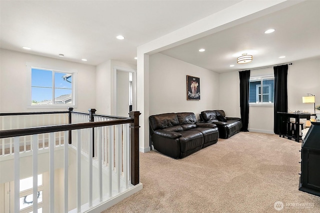 18740 130th St E, Bonney Lake, WA 98391 - carpeted living area with recessed lighting and baseboards