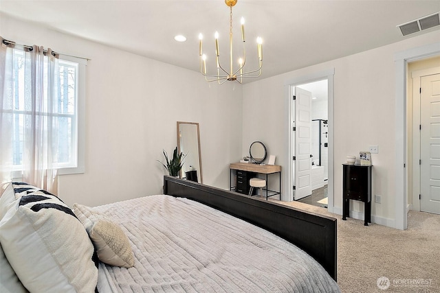18740 130th St E, Bonney Lake, WA 98391 - carpeted bedroom with a chandelier and ensuite bath