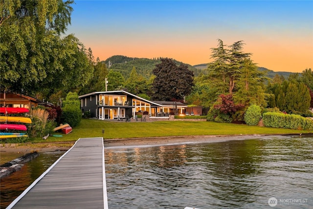 3231 Northshore Rd, Bellingham, WA 98226 - dock area with a water view, a yard, and a forest view