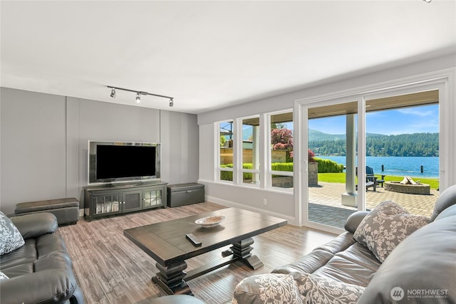 3231 Northshore Rd, Bellingham, WA 98226 - living room with wood finished floors and track lighting