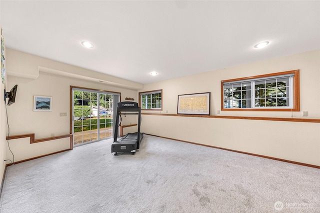 21 Longshore Ln, Bellingham, WA 98229 - workout room featuring carpet flooring and recessed lighting