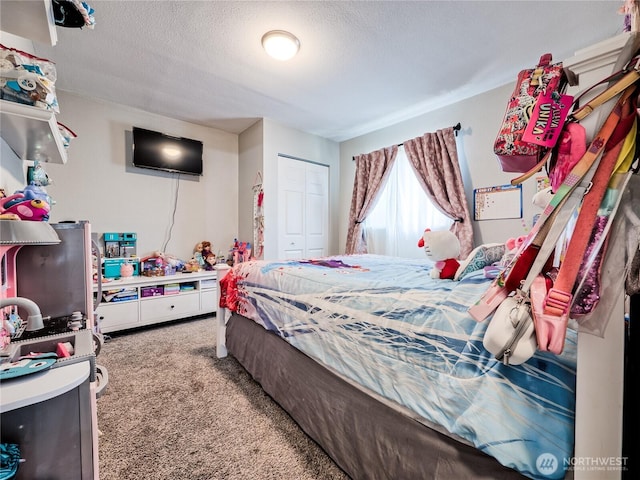 404 Nixon St S, Roy, WA 98580 - bedroom with carpet, a textured ceiling, and a closet