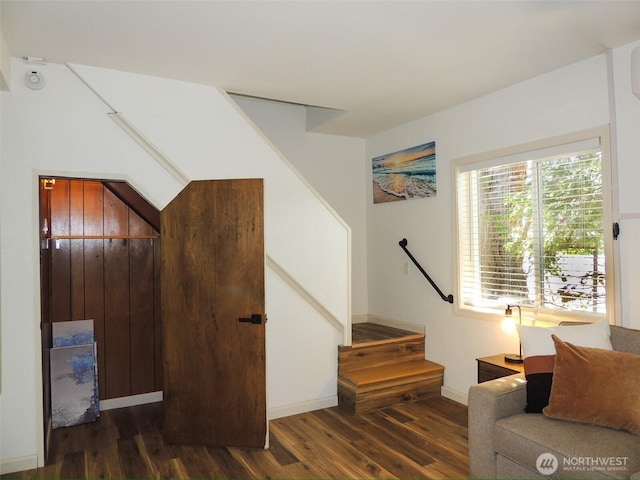 14808 131st Ave SE, Renton, WA 98058 - staircase with wood finished floors and baseboards