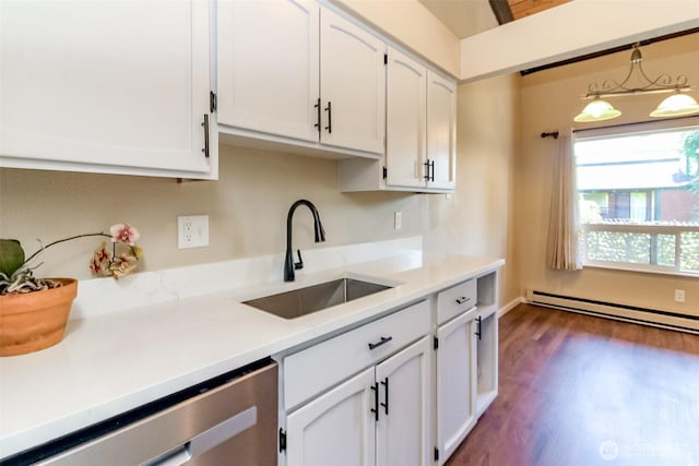 7308 N Skyview Ln Unit I-304, Tacoma, WA 98406 - kitchen featuring dishwasher, a baseboard heating unit, and white cabinetry