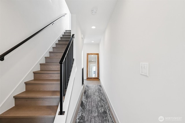 4303 Dayton Ave N Unit E, Seattle, WA 98103 - staircase with recessed lighting and baseboards