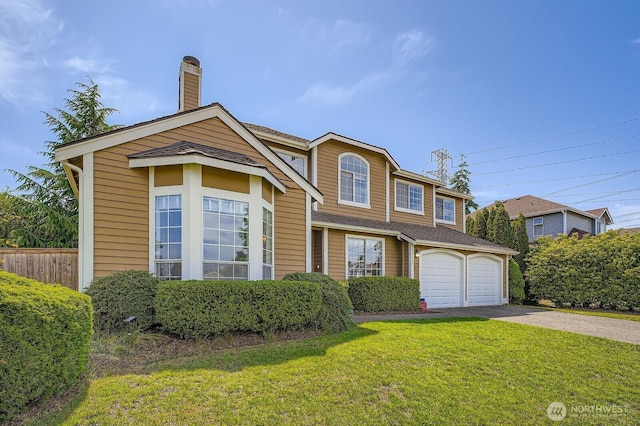 34427 10th Ave SW, Federal Way, WA 98023 - traditional home with driveway, a chimney, and an attached garage