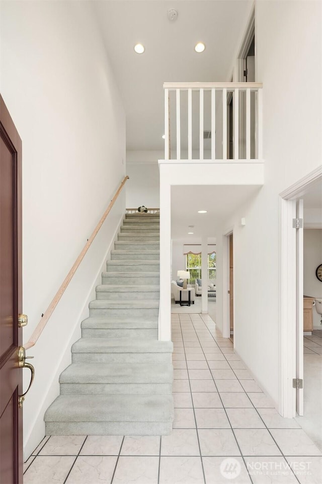 8612 218th St SW, Edmonds, WA 98026 - stairway with recessed lighting and tile patterned flooring