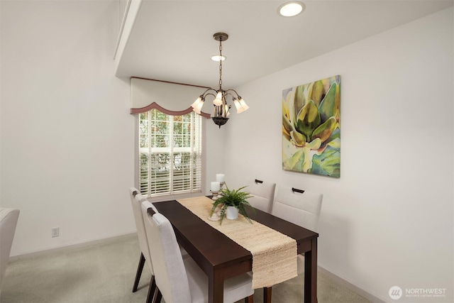 8612 218th St SW, Edmonds, WA 98026 - dining area with a chandelier, carpet floors, and recessed lighting