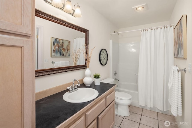 8612 218th St SW, Edmonds, WA 98026 - bathroom featuring vanity, tile patterned flooring, and shower / bath combination with curtain