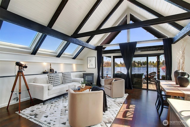 2822 Boyer Ave E Unit 11, Seattle, WA 98102 - living room with a skylight, a water view, and wood finished floors