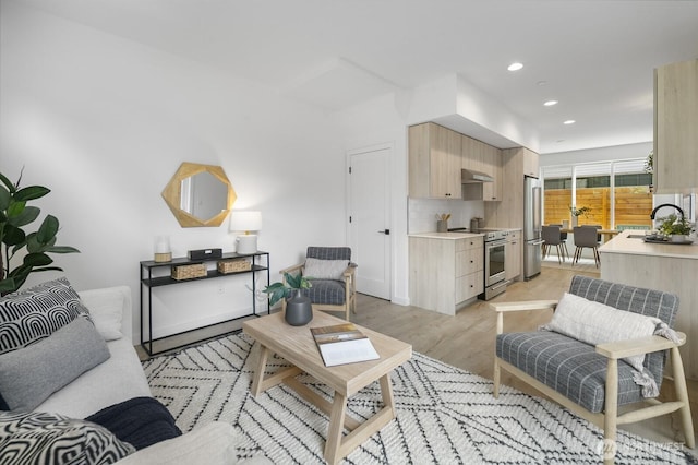 9021A 13th Ave NW, Seattle, WA 98117 - living room featuring recessed lighting and light wood-style floors