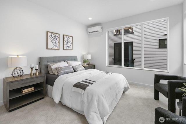 9021A 13th Ave NW, Seattle, WA 98117 - carpeted bedroom with a wall mounted air conditioner and recessed lighting