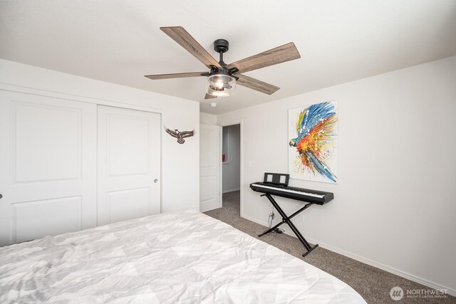4211 W Heaverlo Dr, Moses Lake, WA 98837 - carpeted bedroom with a closet and ceiling fan