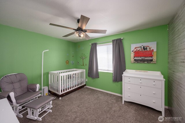 4211 W Heaverlo Dr, Moses Lake, WA 98837 - carpeted bedroom featuring a ceiling fan and a crib