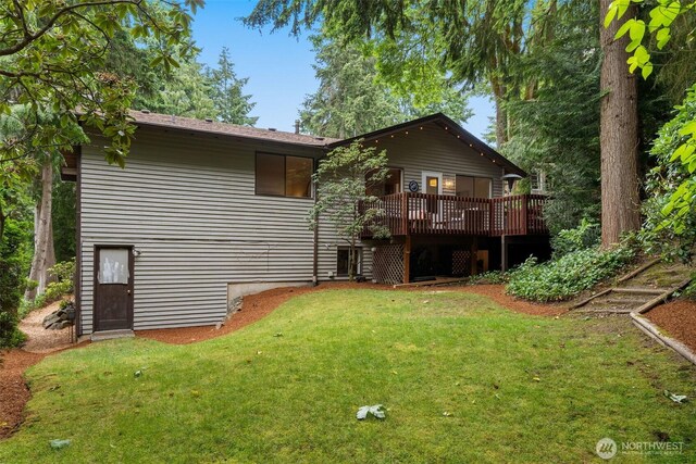 14913 SE 47th Ct, Bellevue, WA 98006 - back of property featuring a lawn and a deck