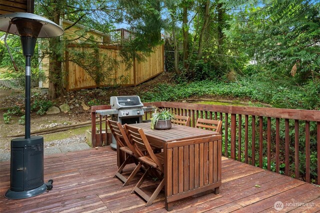 14913 SE 47th Ct, Bellevue, WA 98006 - deck with a grill and outdoor dining space