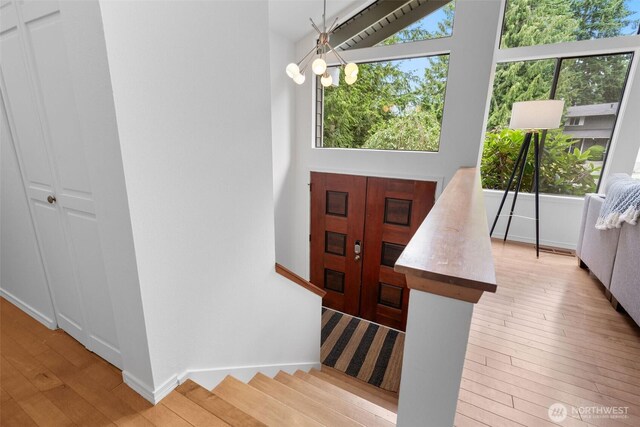 14913 SE 47th Ct, Bellevue, WA 98006 - entryway featuring light wood finished floors and stairway