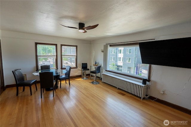 801 Martin Luther King Jr Way, Tacoma, WA 98405 - home office with radiator heating unit, ceiling fan, plenty of natural light, and light wood-type flooring