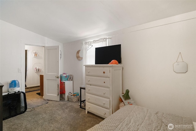 904 Cashmere St, Wenatchee, WA 98801 - carpeted bedroom with vaulted ceiling and a baseboard radiator
