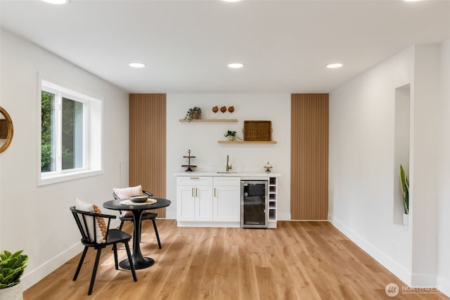 331 137th St SW, Everett, WA 98208 - indoor wet bar with wine cooler, light wood-style floors, and recessed lighting