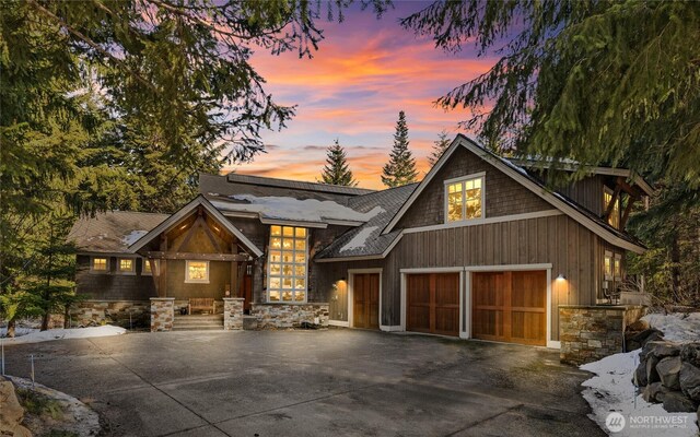 141 Just In Time Ln, Cle Elum, WA 98922 - view of front of house with concrete driveway and stone siding