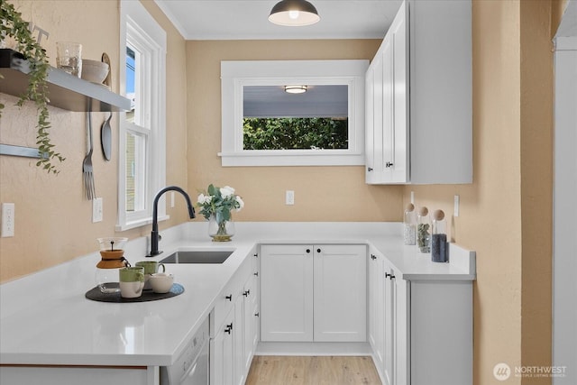 3443 21st Ave W, Seattle, WA 98199 - kitchen with light countertops, white cabinetry, and dishwasher