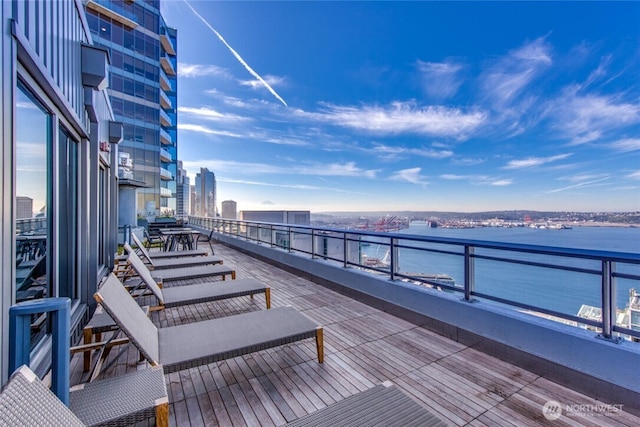 2033 2nd Ave Unit 1608, Seattle, WA 98121 - deck with a water view and a city view