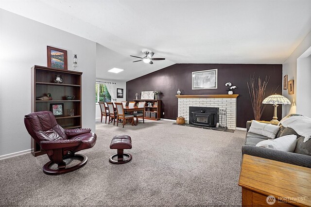 856 Island Blvd, Fox Island, WA 98333 - carpeted living area featuring ceiling fan and vaulted ceiling