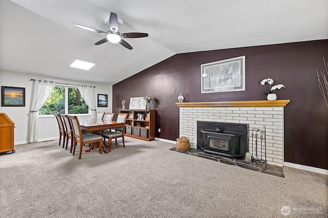 856 Island Blvd, Fox Island, WA 98333 - carpeted dining space with ceiling fan and vaulted ceiling