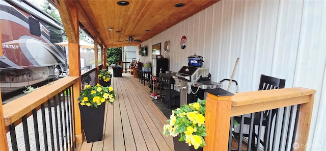 5903 187th Ave SW, Rochester, WA 98579 - wooden deck with a grill and a ceiling fan