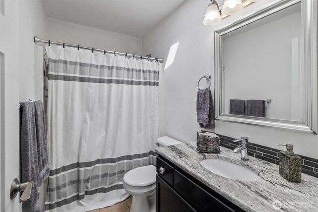 1606 94th Ave NE, Lake Stevens, WA 98258 - full bathroom with vanity, curtained shower, and tile patterned floors