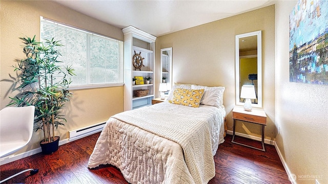 23301 Cedar Way Unit U102, Mountlake Terrace, WA 98043 - bedroom with a baseboard radiator and wood finished floors