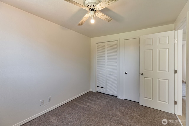 12124 SE 161st St, Renton, WA 98058 - unfurnished bedroom with dark carpet, a closet, and ceiling fan
