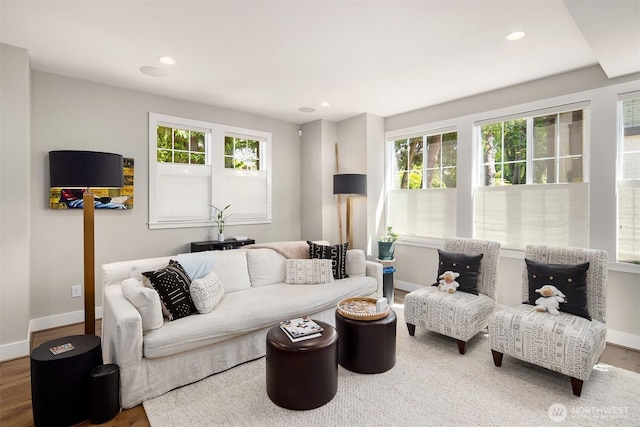 901 W Mcgraw St Unit 6, Seattle, WA 98119 - living area featuring plenty of natural light, wood finished floors, and recessed lighting