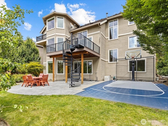 2135 204th Pl NE, Sammamish, WA 98074 - view of basketball court featuring a lawn, stairway, and basketball court