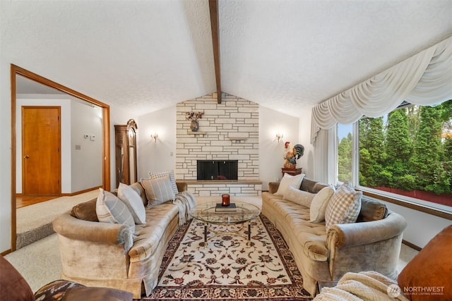 14000 NE 97th Ave, Vancouver, WA 98662 - living room featuring a textured ceiling and a fireplace