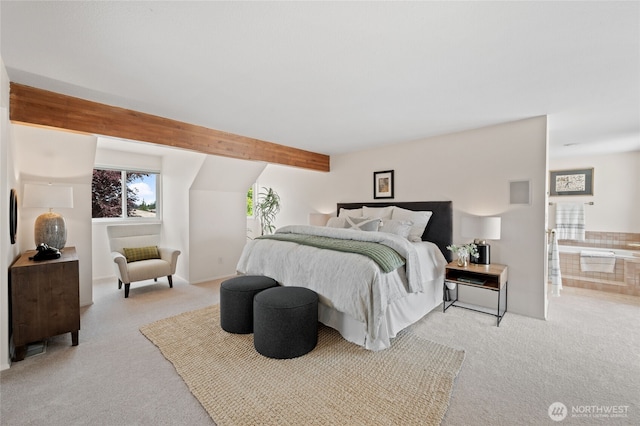 19724 Island Pkwy E, Lake Tapps, WA 98391 - carpeted bedroom with beamed ceiling