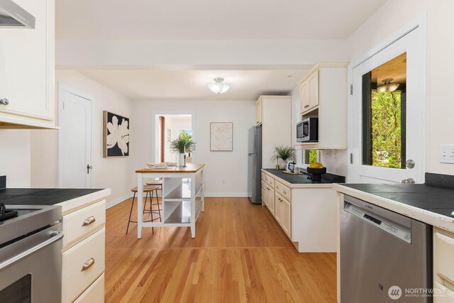 1214 NE 98th St, Seattle, WA 98115 - kitchen with stainless steel appliances, light wood-style flooring, and healthy amount of natural light