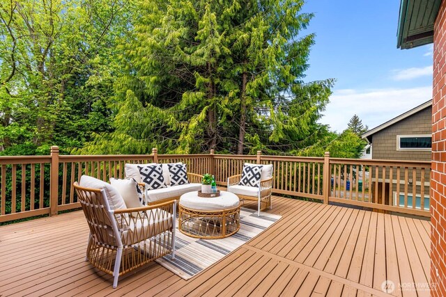 1214 NE 98th St, Seattle, WA 98115 - wooden deck featuring outdoor lounge area