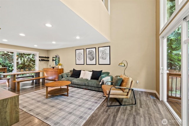 17627 17th Dr SE, Bothell, WA 98012 - living area featuring wood finished floors and recessed lighting