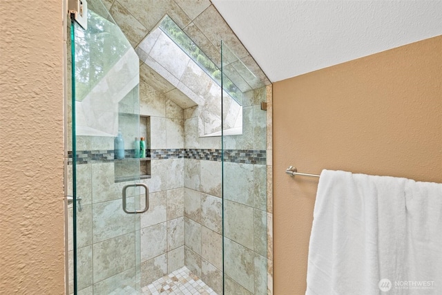 17627 17th Dr SE, Bothell, WA 98012 - bathroom featuring a textured wall and a shower stall
