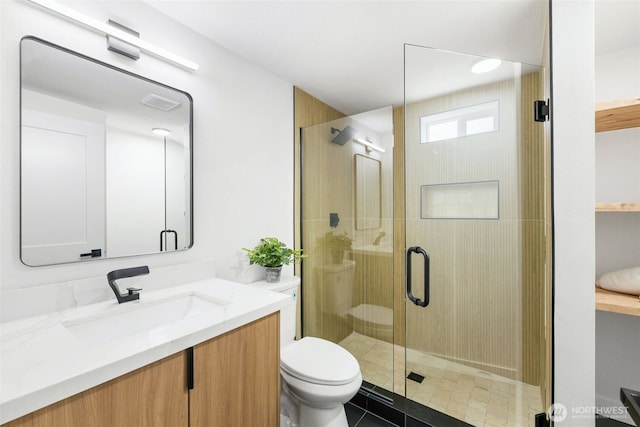12816 SE 185th Pl, Renton, WA 98058 - full bath with vanity, a stall shower, and tile patterned flooring