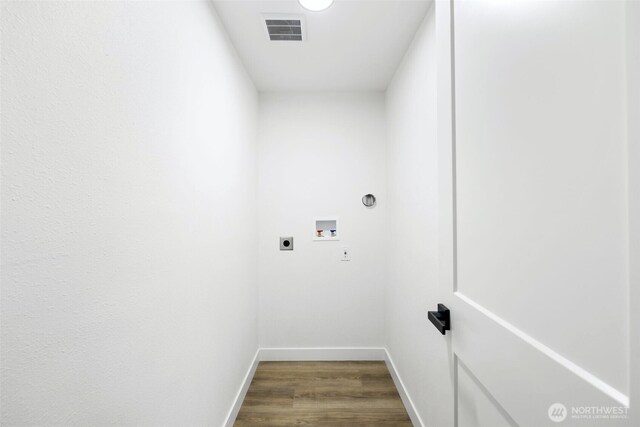 12816 SE 185th Pl, Renton, WA 98058 - washroom with hookup for an electric dryer, washer hookup, and dark wood-style flooring