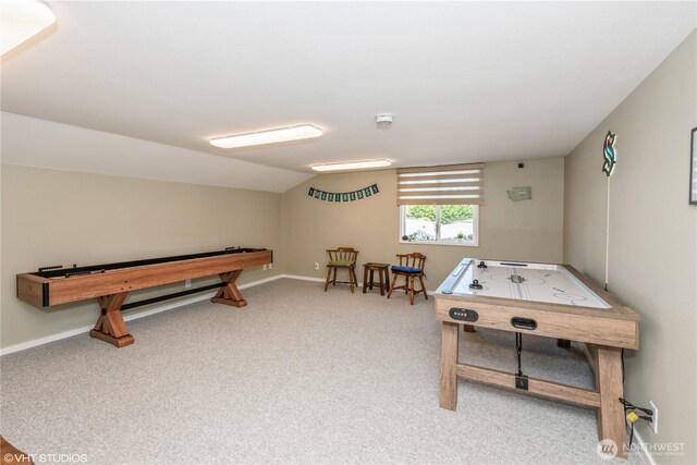 18501 52nd Ave W Unit 31, Lynnwood, WA 98037 - game room featuring carpet flooring and vaulted ceiling