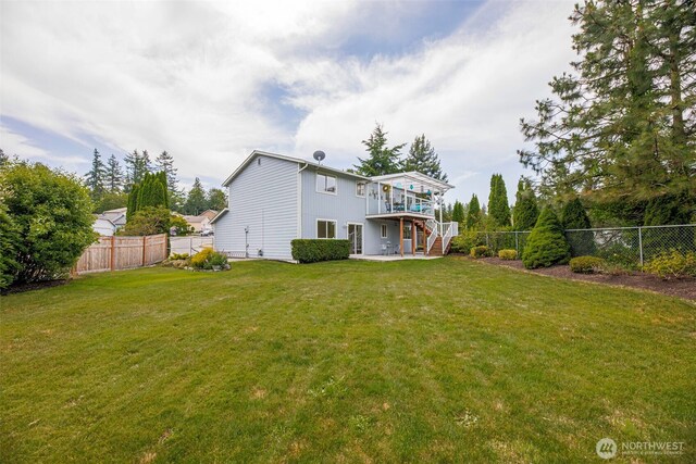 5908 3rd Dr W, Everett, WA 98203 - rear view of property with stairs, a deck, a fenced backyard, and a patio area
