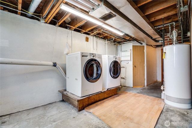 2602 Mccarver St, Tacoma, WA 98403 - laundry area with water heater and washer and clothes dryer