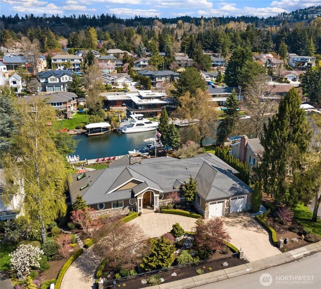 67 Cascade Ky, Bellevue, WA 98006 - aerial perspective of suburban area with a nearby body of water