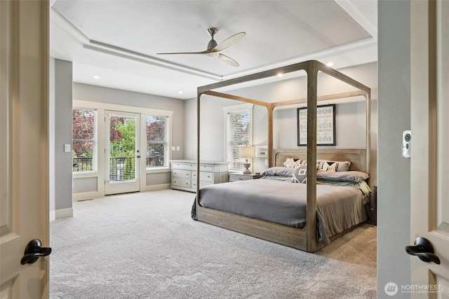 4706 NE 137th St NE, Vancouver, WA 98686 - carpeted bedroom with access to outside, a ceiling fan, and recessed lighting
